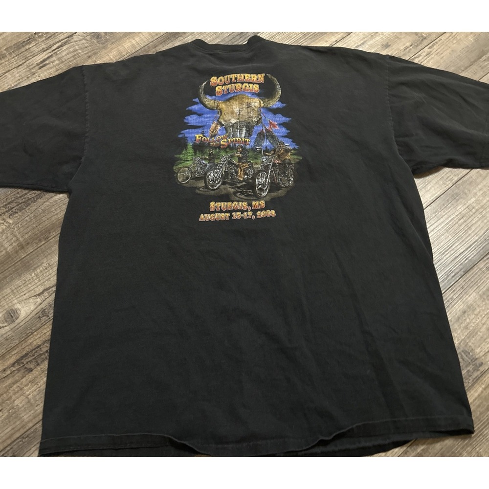 Sturgis Motorcycle Rally 2008 VTG Two Sided  Black‎ Shirt XXL